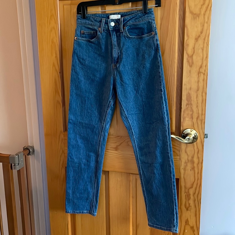 H&M medium wash straight leg jeans